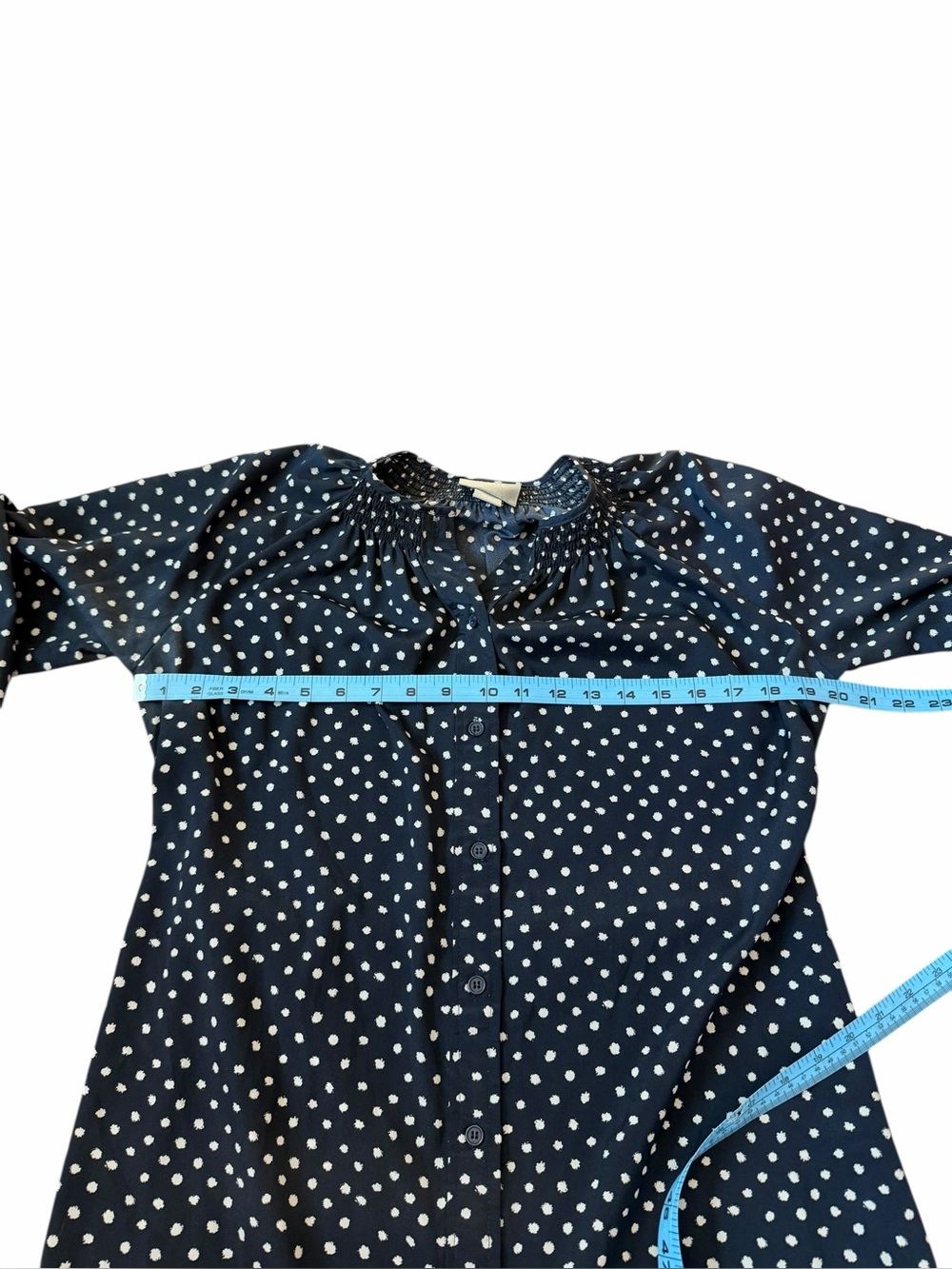 Anthropologie Maeve Navy Button Down Shirt Dress Polka Dot Belted Women's Small - Picture 8 of 11